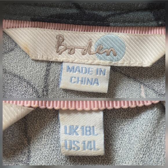 Boden Green Floral Long Sleeve Christobel  Shift Dress sz 14L - Picture 3 of 11